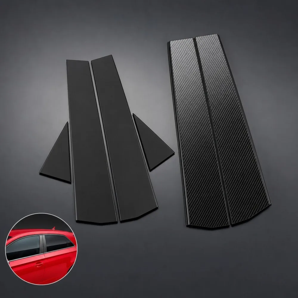 Gloss Black Pillar Post Trim For Audi A3 S3 RS3 4dr 8P 2003-2013 Door Window Molding Cover Exterior Chrome Style Upgrade