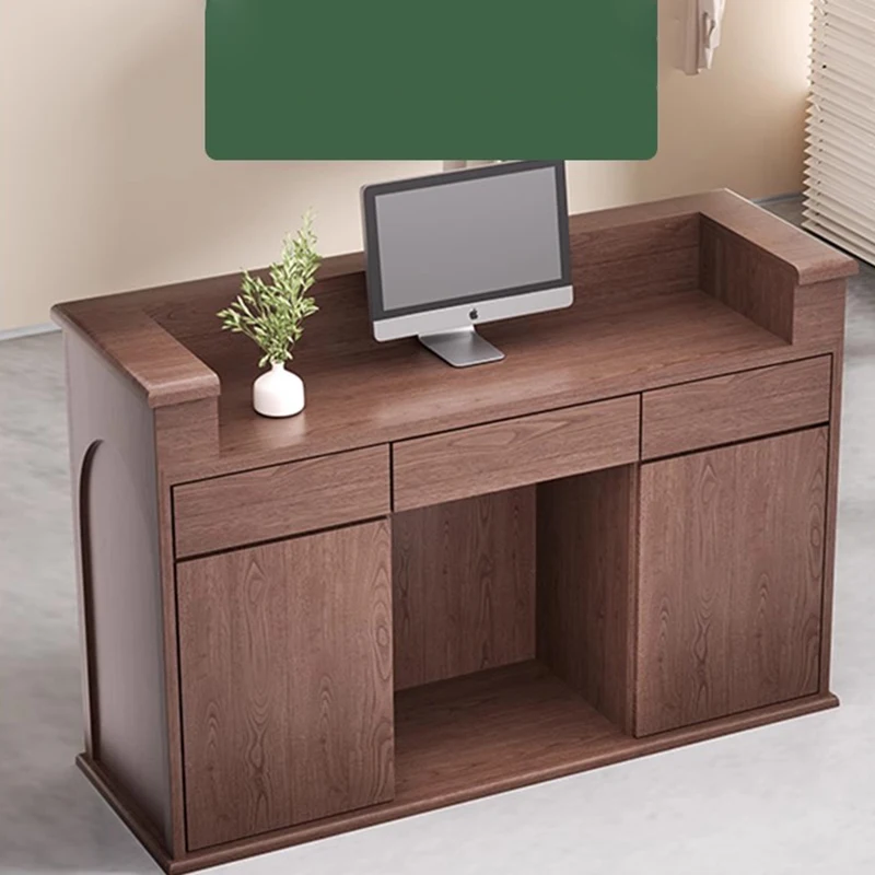 Houten koffie-receptiebalies L-vormige toonbankservice Modern design Receptiebalies Winkel Kassa Schreibtisch Kantoormeubilair