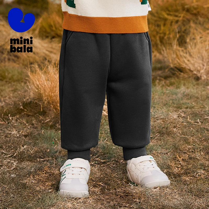 

Детские штаны Mini Bala, новинка 2025 года, зимние теплые антибактериальные флисовые бегуны с дальним инфракрасным диапазоном
