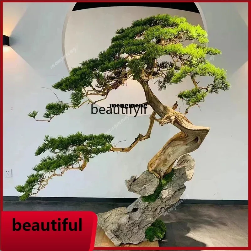 Welcome Pine Imitative Tree Large Fake Trees Chinese Indoor Landscape Arborvitae Pine Green Plant Entrance WindowN