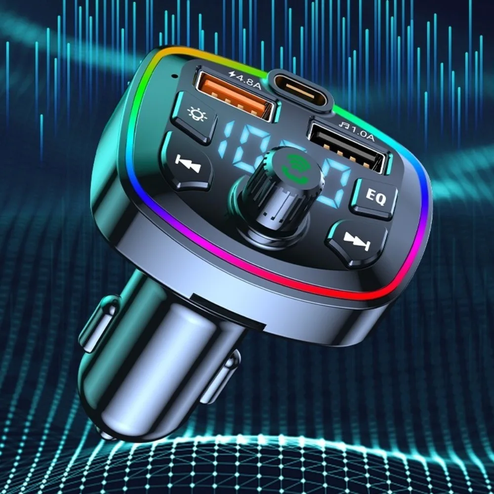 Multi-Function Bluetooth FM Transmitter Real-time Voltage USB Flash Drive Car MP3 Player Handsfree Fast Charge