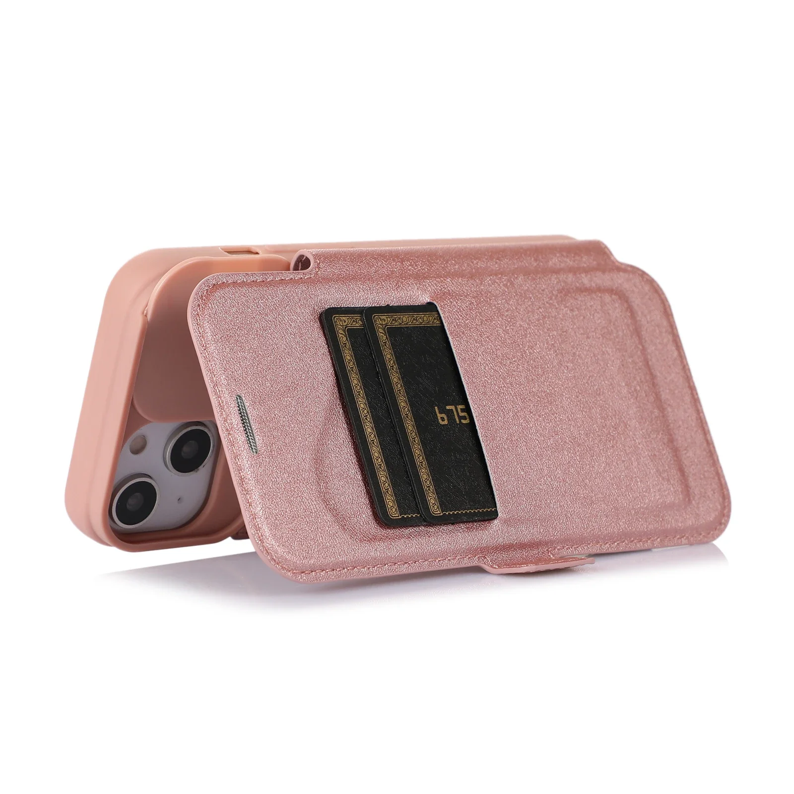 حافظة جلدية قابلة للطي مع حماية للكاميرا المنزلقة لهاتف آيفون 14 13 12 11 برو ماكس 7 8 14 Plus X XS Max XR فتحة للبطاقات غطاء خلفي #5