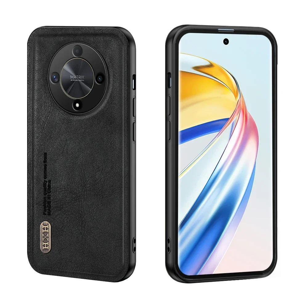 Retro Matte Leather Texture Case For Honor Magic6 Lite Car Magnetic Camera Shockproof Cover On Magic 6 Light 6Lite Magic6Lite 5G