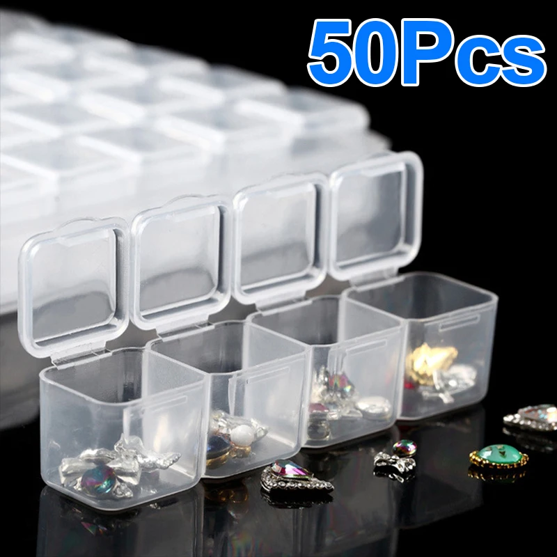 50/1pcs Mini Boxes Rectangle Transparent Plastic Box Jewelry Storage Case Container Packaging Box for Collecting Small Items