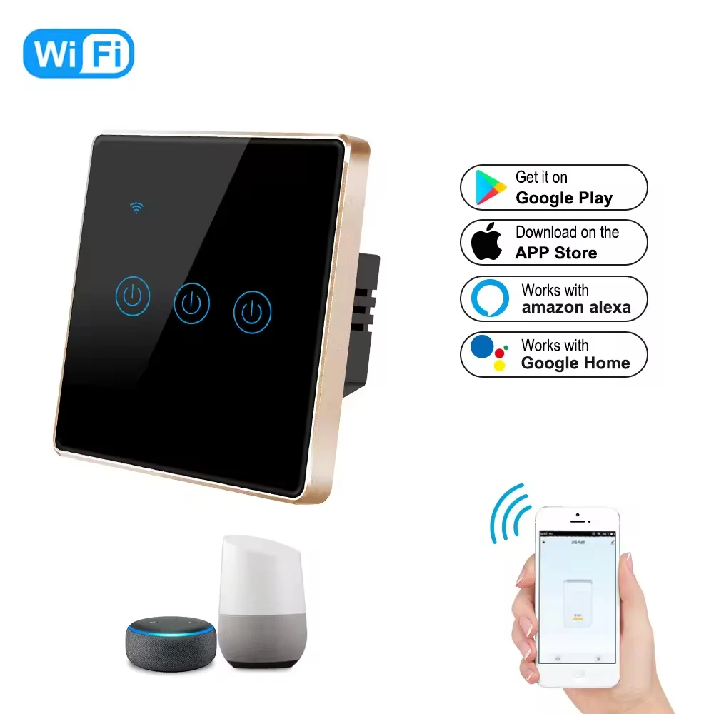 

SIXWGH Premium Quality ABS Frame Smart Touch Light Wall Switch Glass Panel Voice Control APP Remote Zigbee/WiFi Compatible Alexa