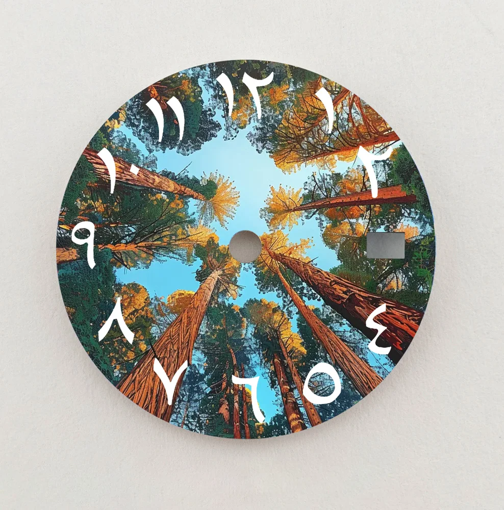 Esfera NH35 de bosque Natural, esfera de números arábigos de 28,5mm, esfera NH36 compatible con piezas de reloj de movimiento NH35/36, logotipo personalizado de repuesto