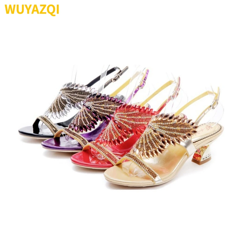 

WUYAZQI Women's Banquet Shoes New Middle Heel Sandals Women's Fashion Large Size Women's Shoes