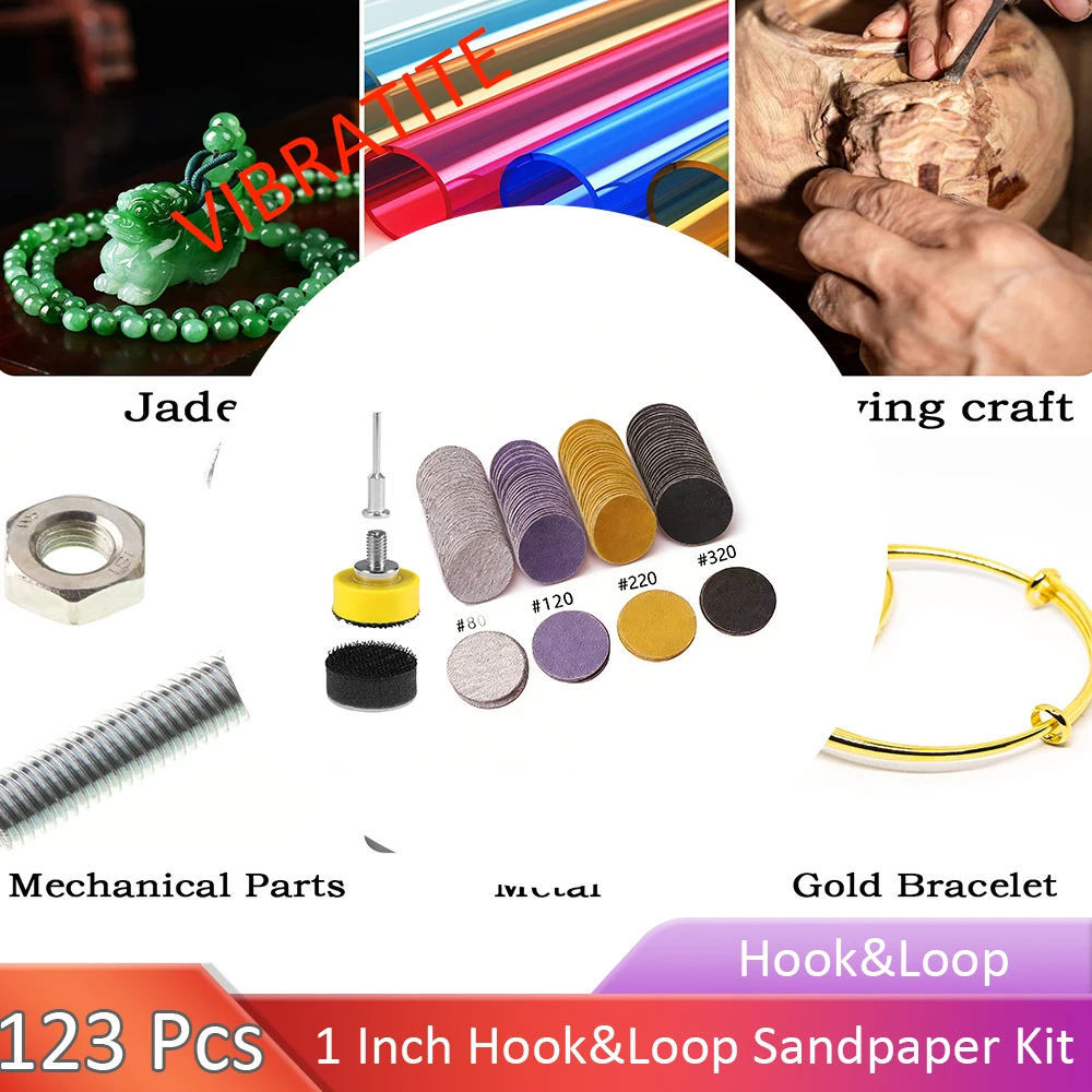 

1 дюйм, 123 шт., шлифовальные диски с набором шлифовальных подушечек для вращающегося инструмента 80 # 120 # 220 # 320 # Набор для абразивной шлифовки и полировки