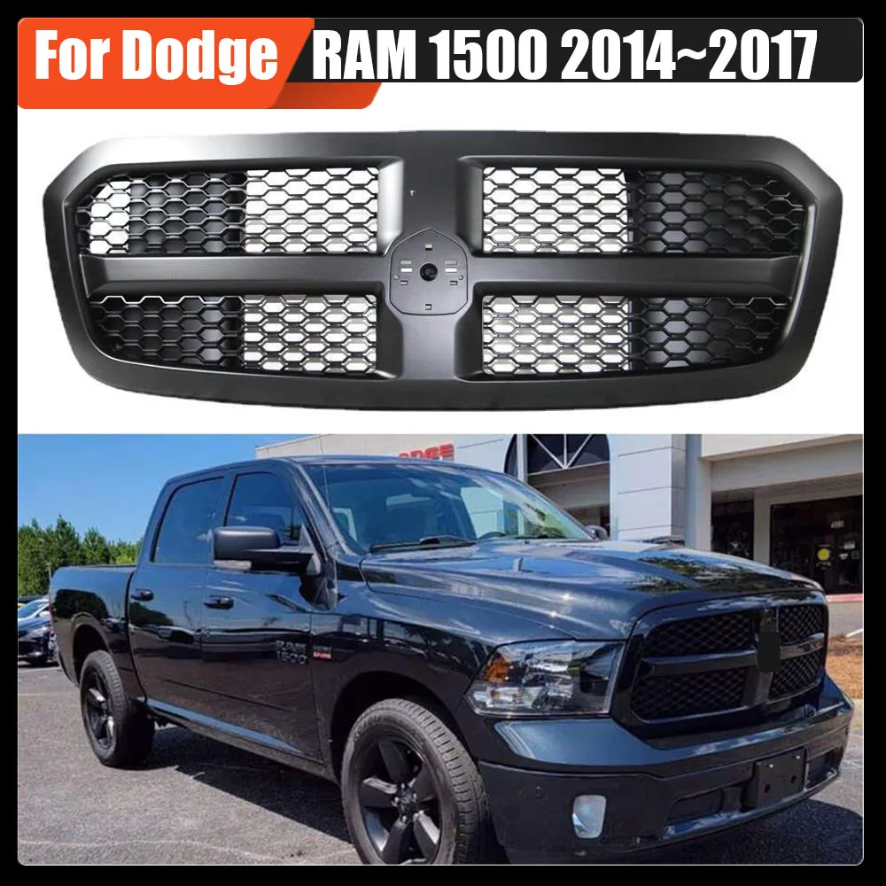 

Racing Grills Decoration Car Front Grid Racing Grills ABS Matte Black Bumper Grille For Dodge RAM 1500 2014~2017