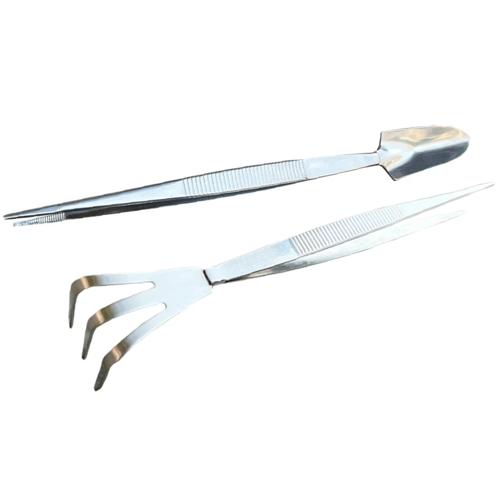 

1Set Bonsai Tools Stainless Tweezers 2-in-1 Rake Shovel Gardening Planting Tool Portable Multifunctional