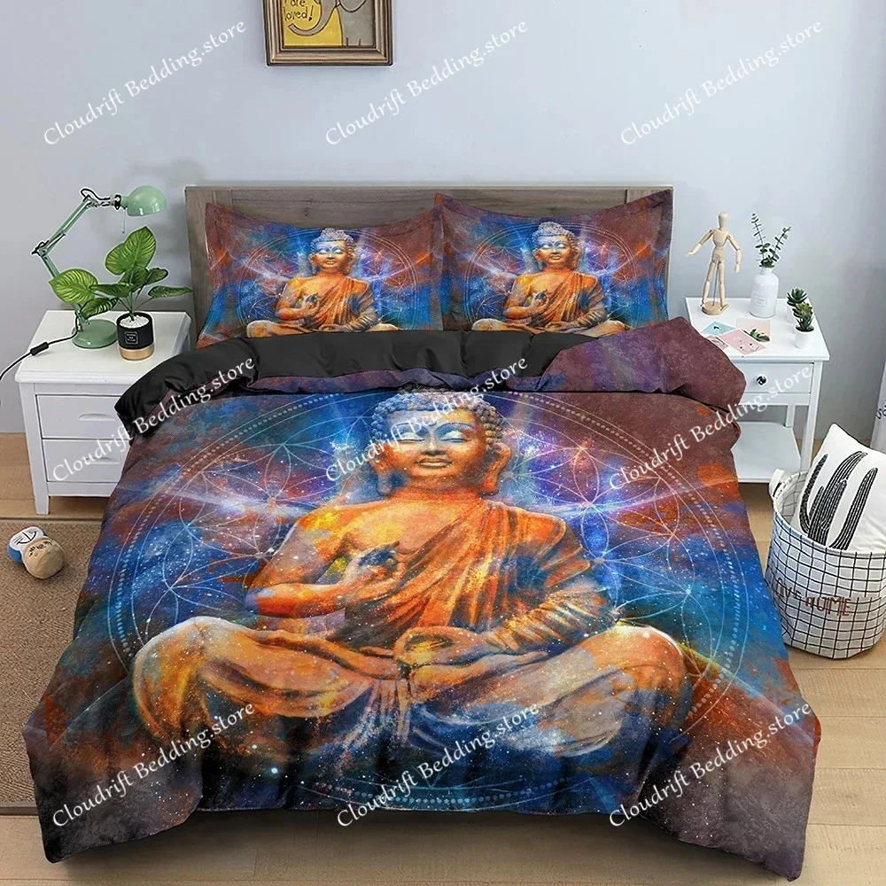 Buddha Bedding Set 3D Bodhisattva Duvet Cover Classical Comforter Covers With Pillowcase Double Queen Size Home Textile