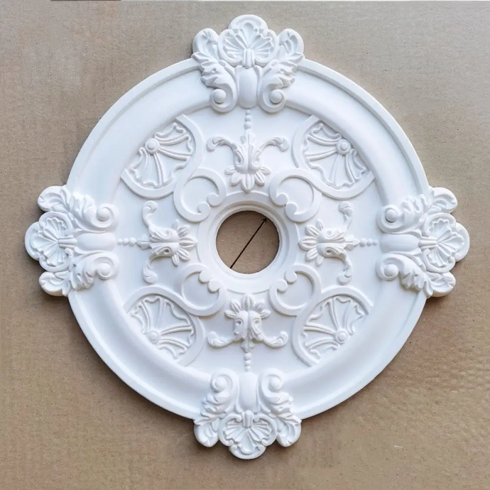 Versatile White PU Medallion For Jiaqi Chandelier Base Round Decorative Ceiling Rose Cover Plate For Modern Home Style