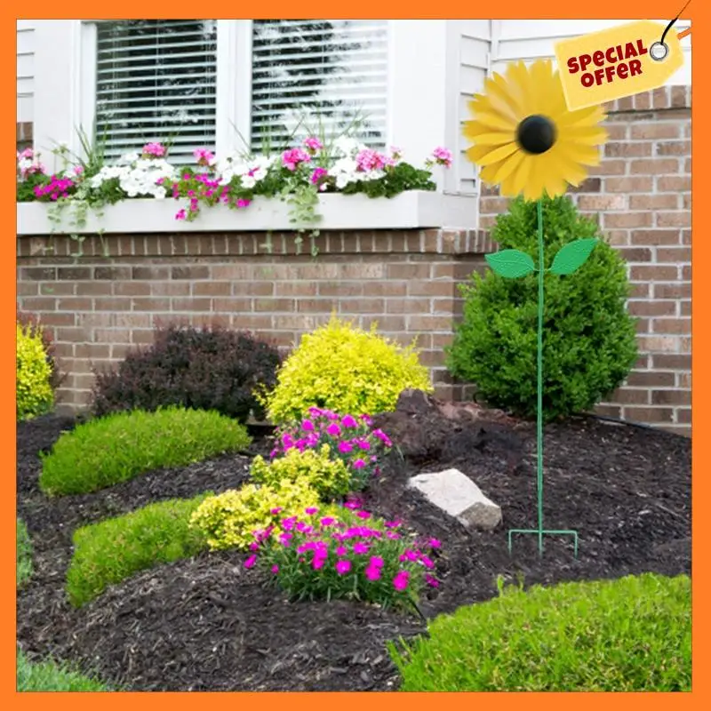 

AD08-Sunflower Windmill 75Cm/29.5In Metal Sunflower Windmill Windmill For Lawn Garden Yard Vintage Metal Sunflower