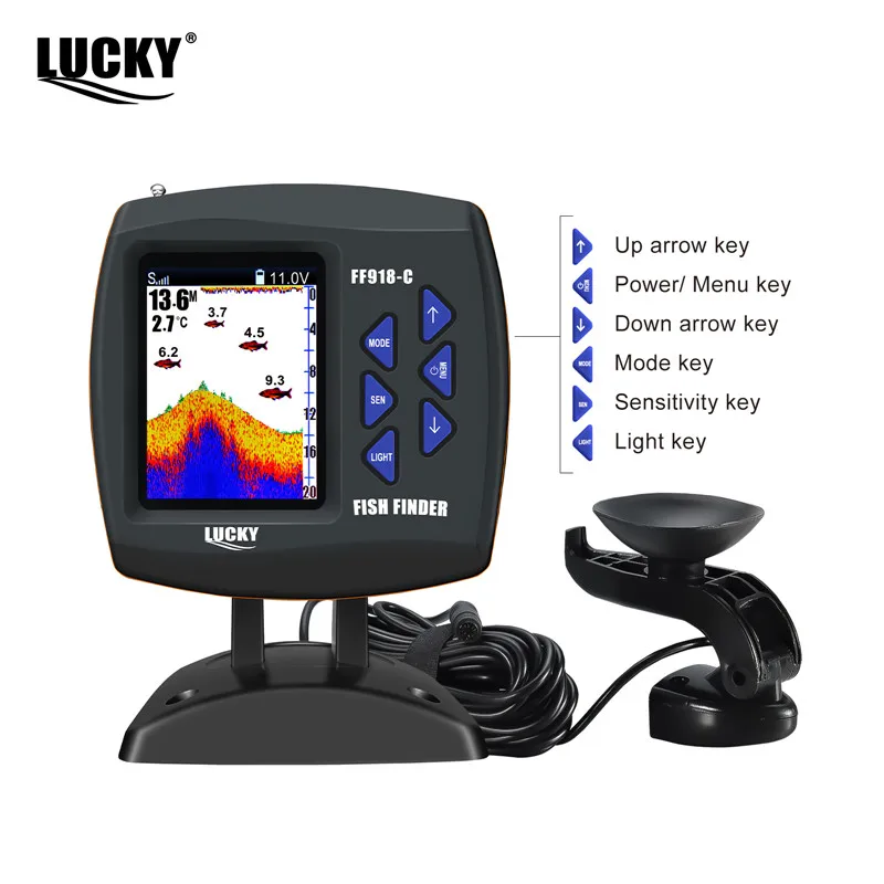 LUCKY FF918-C180S Wired Fishing finder 540ft/180m Depth Sounder Fish Detector Monitor echo sounder for fishing from a boat