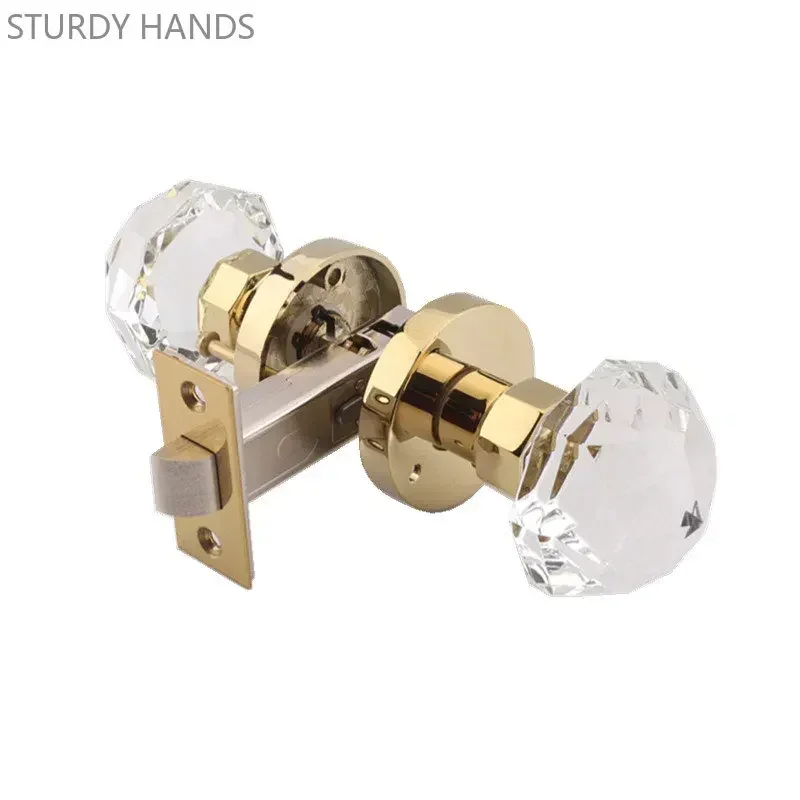 Crystal Glass Globe Handle Lock Light Luxury Keyless Bathroom Door Lock Indoor Mute Single Tongue Door Locks Household Hardware
