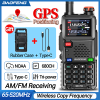 Baofeng UV-5RH PRO GPS Walkie Talkie Long Range Multi Band Wirless Copy Frequency NOAA Type-c DTMF Two Way Radio For Camping