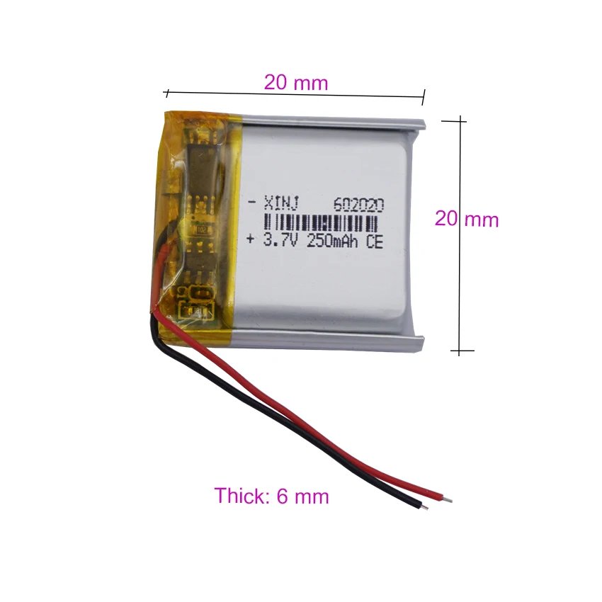 10 pcs 3.7V 250 mAh 0.925Wh Li-polymer Rechargeable Li Battery 602020 For GPS Car Camera Recorder Bluetooth Speaker Dashcam