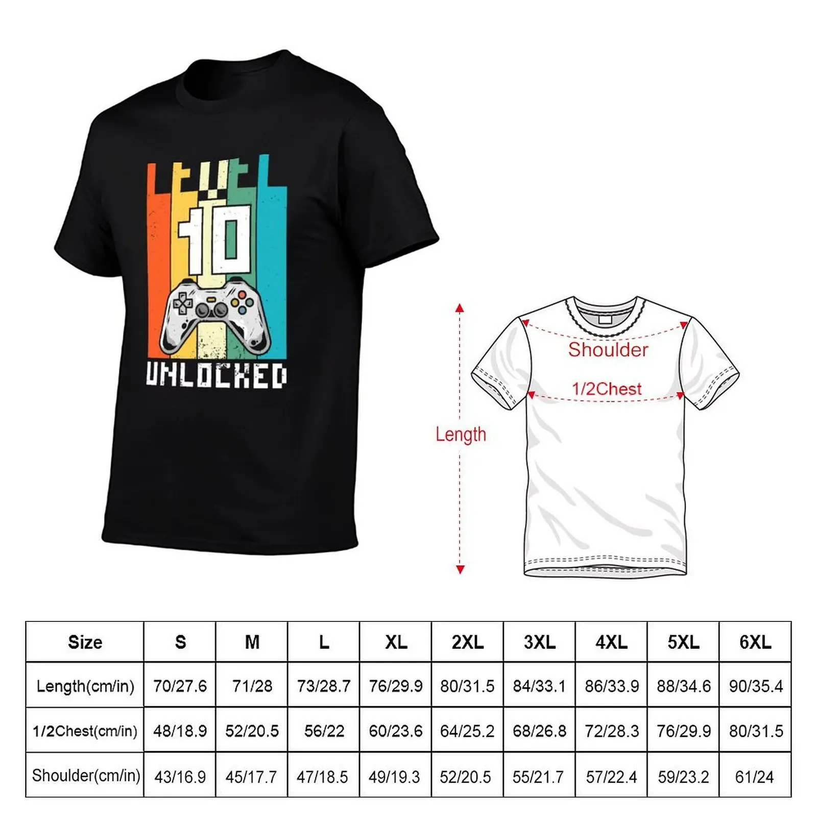 Level 10 Unlocked Funny 10th Birthday Gift for Video Gamers T-Shirt anime Short sleeve tee mens big and tall t shirts