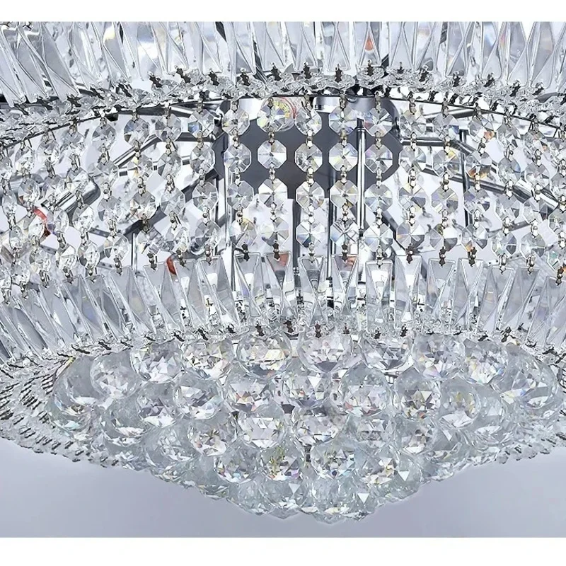 

Light Luxury Loft Duplex Crystal Chandelier Villa Chandelier Staircase Long Chandelier European-style Large Chrome Chandelier