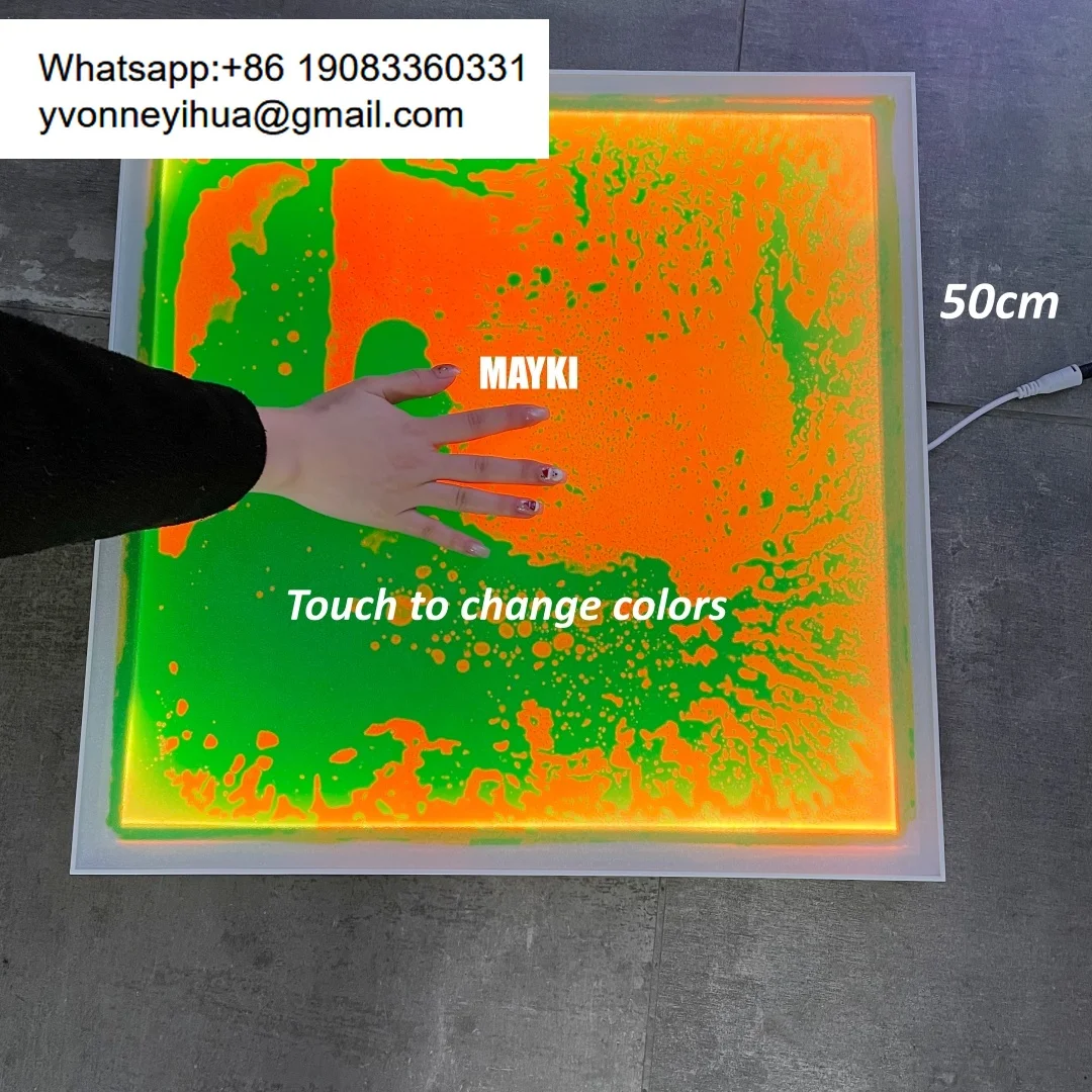 Autism Educational LED Liquid Sensory Tiles Kids Movement Exploration Light Up Liquid Floor Tiles For Sensory Rooms