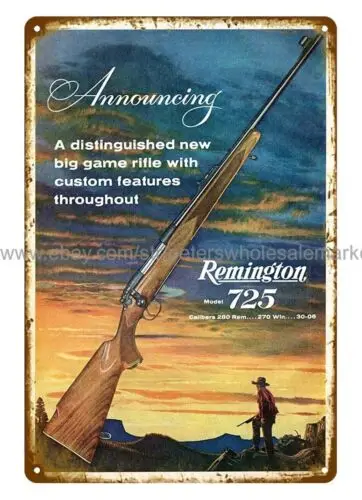 1958 Remington Rifle Cowboy at Dusk ammo firearm metal tin sign