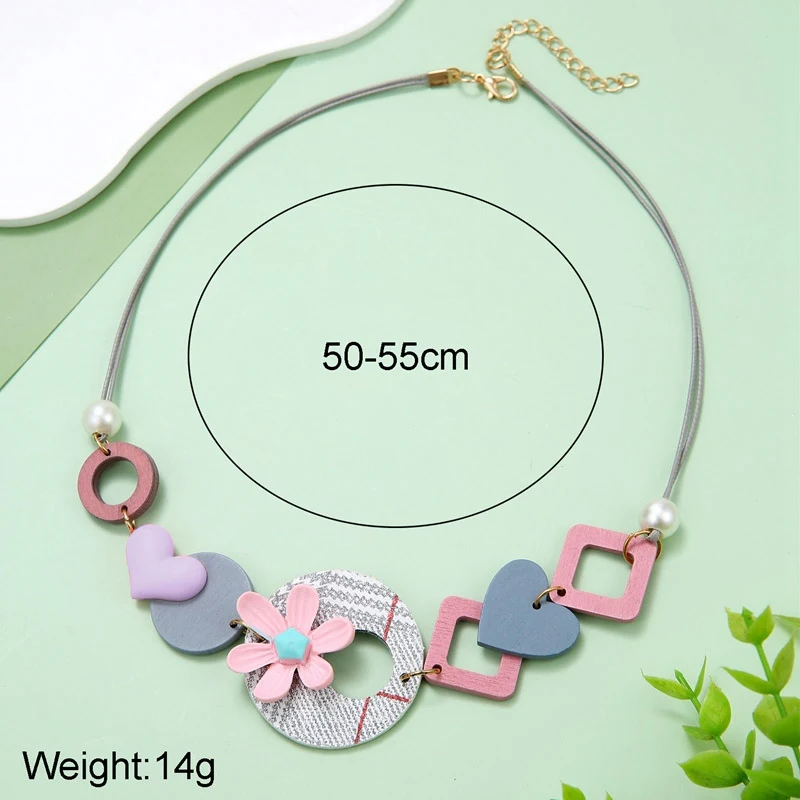 Unique Handmade Flower Wooden Bib Necklace In Bohemian Style for Women Geometric Statement Necklaces Fashion Jewelry