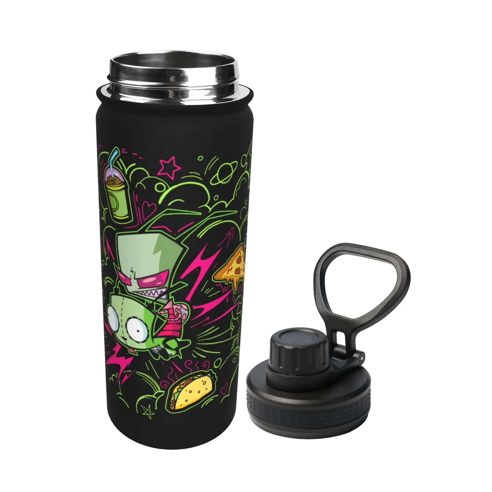 Cartoon Invaders Zim Gir 18OZ Sports Insulated Kettle  Coffee Cups Vacuum Flask Double Wall Mug 18OZ