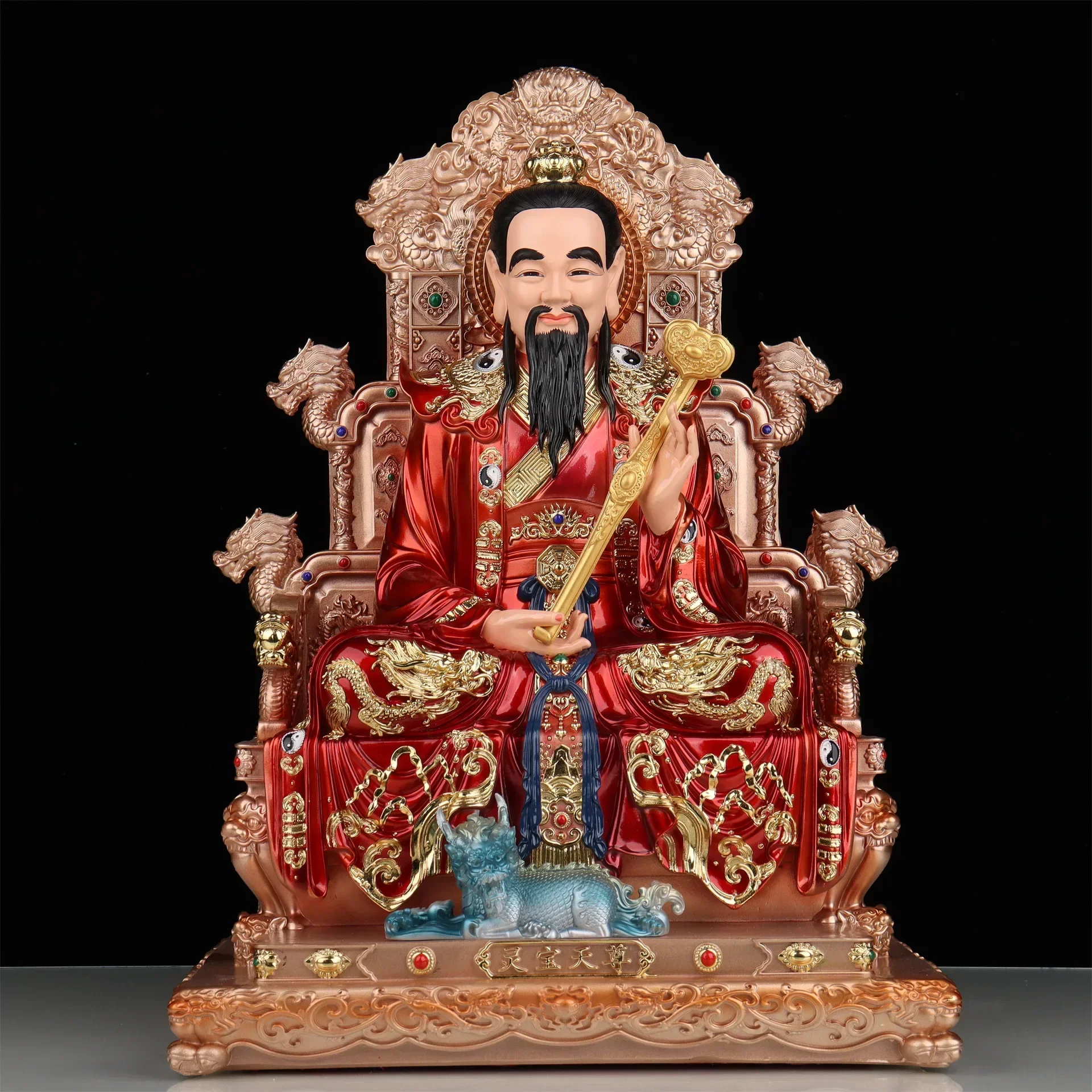 O17-Resin Sanqing Taozu God Statue Moral Patriarch Ornament Taishang Laojun Yuanshi Tianzun Lingbao Household Ornament