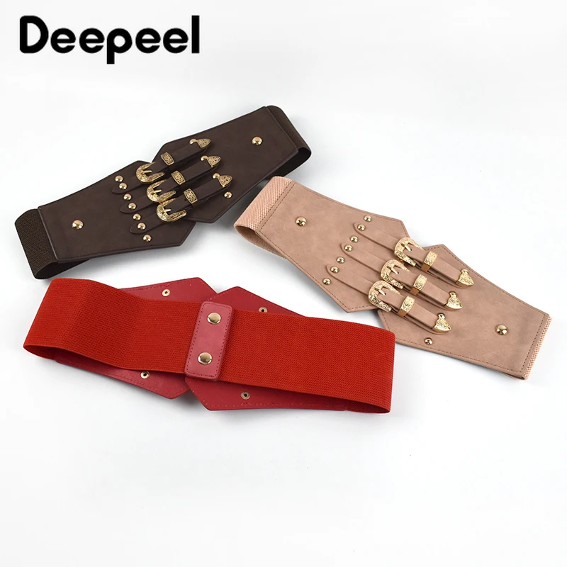 Deepeel 1 قطعة 7.5*70 سنتيمتر النساء خمر دبوس مشبك الجلود Cummerbunds موضة الديكور مشد Crafts بها بنفسك الحرف الفاخرة مطاطا حزام عريض