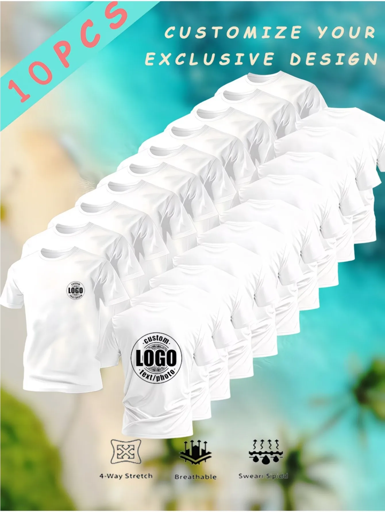 (Custom Gift) 10 Custom T-Shirts for Men and Women, with Personalized Text, Photos, or Logos Printed on Chest and Back, DIY - view 3