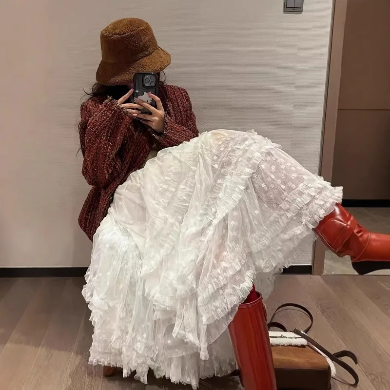 Korean Heavy Industry Splicing Irregular Skirt 2026 Spring and Autumn Women's Skirt