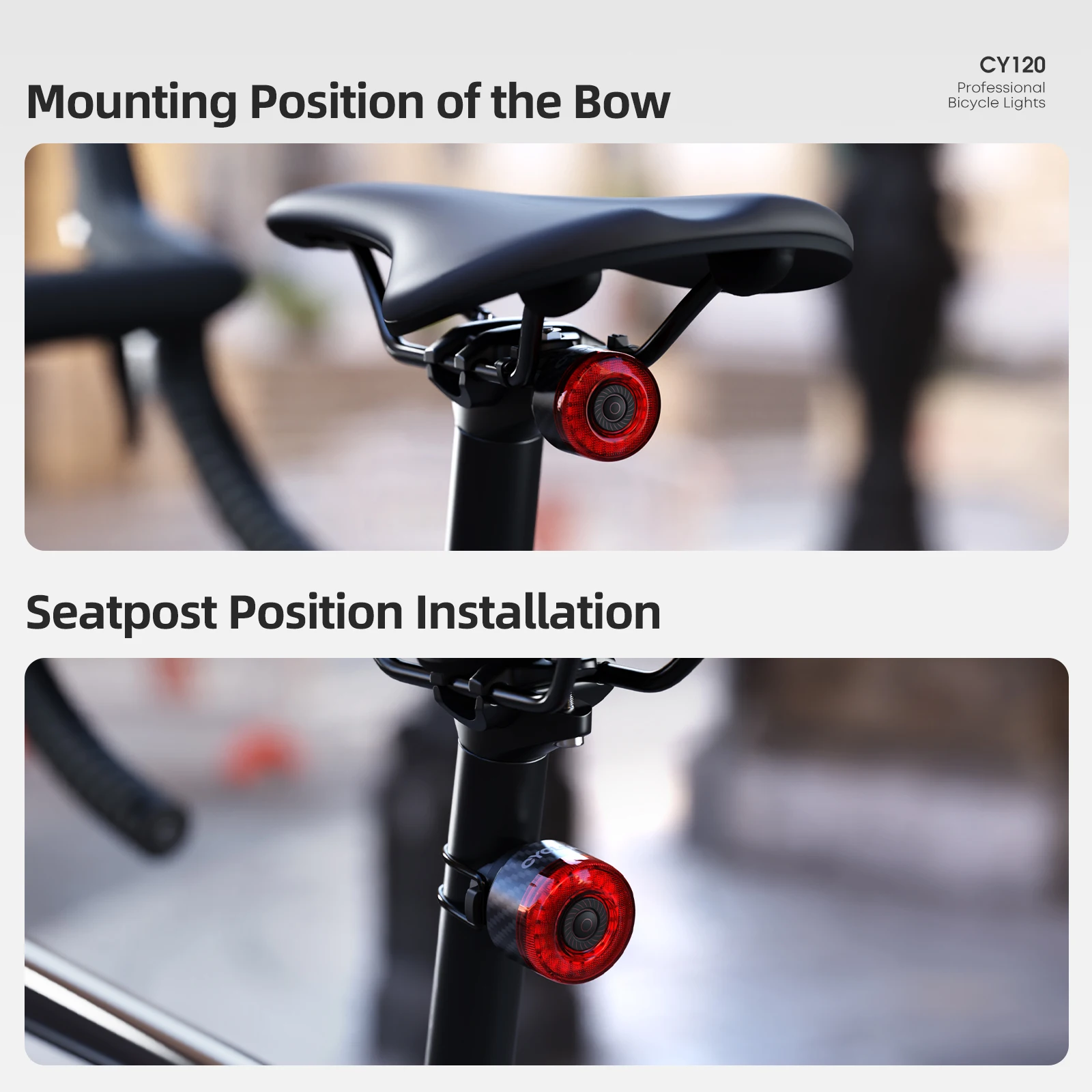 CYCLAMI Smart Brake Bicycle Tail Light Auto Start/Stop Brake Sensing Bike Rear Light Sensing Vibration Wake-Up Carbon Taillight