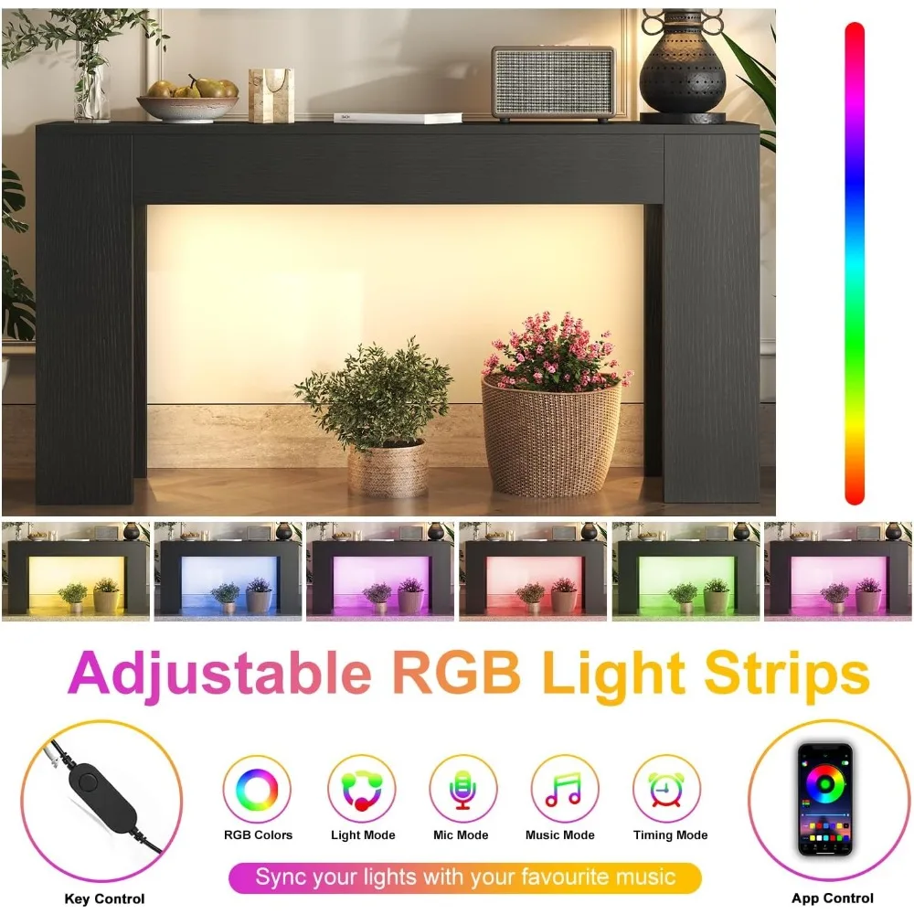 طاولة وحدة تحكم خشبية مُضاءة بإضاءة LED 63 مزرعة للمدخل والممر خلف الأريكة