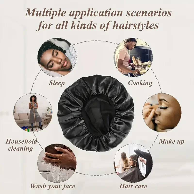 Luxuriöses 4-teiliges Satin-Haar mützen set-sanfte elastische Kante für bequemen Schlaf und Haars chutz-ideal für lockige Natura