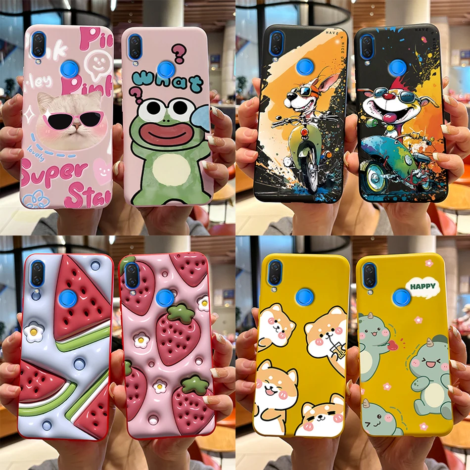 For Huawei Nova 3i INE-LX2 Phone Case Cute Bear Cartoon Frog Silicone Back Cover For Huawei P Smart Plus 2018 PSmart+ Soft Case