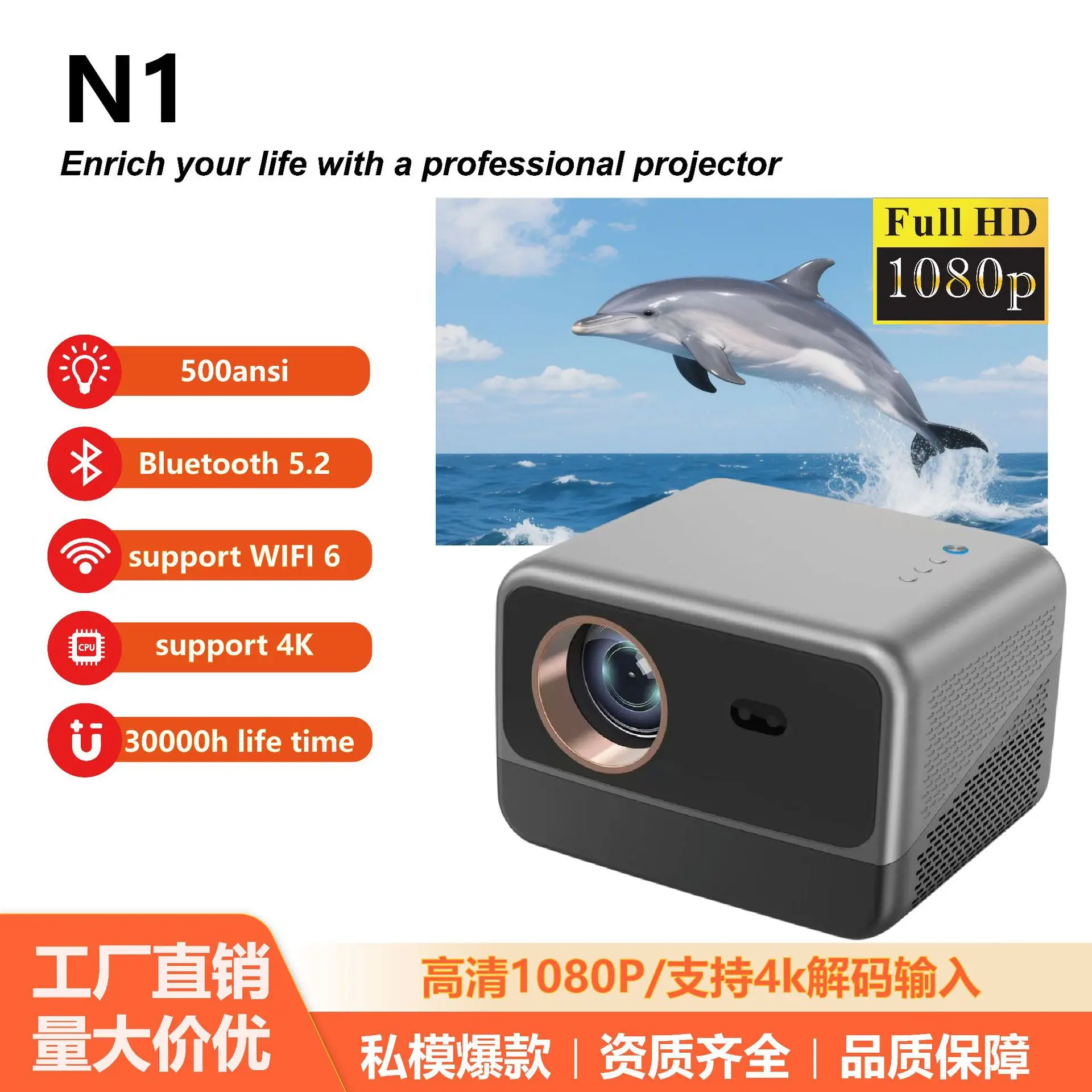 

Внешняя торговля, трансграничная версия с кронштейном, проектор Android Bluetooth 5G, двухдиапазонный WIFI, проектор высокой четкости 1080P 2