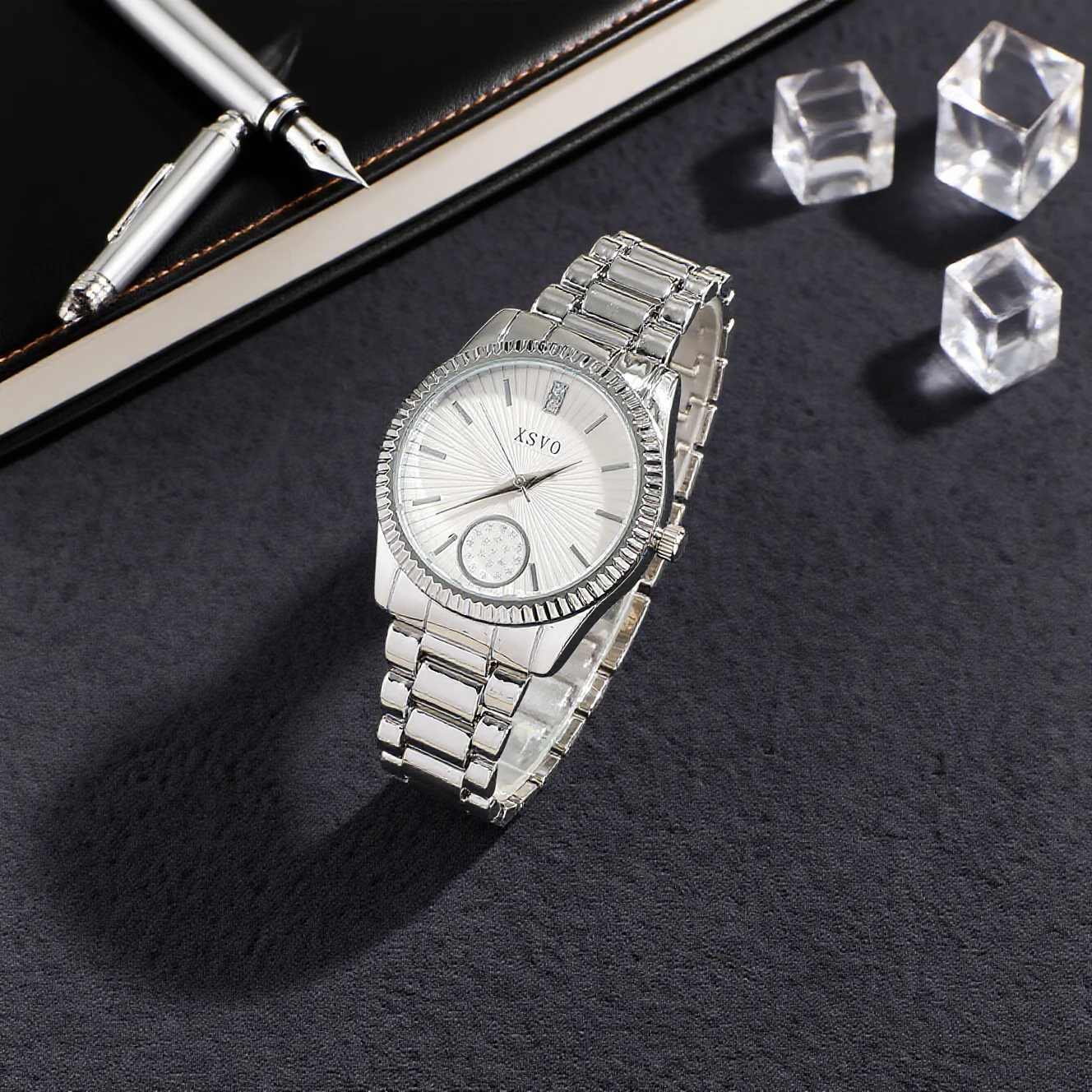 Montre à Quartz pour femmes, cadran rond de luxe léger à la mode, bracelet en alliage, ensemble de 6 bijoux en diamant, adapté au Thanksgiving et au Chr