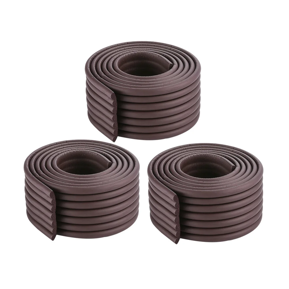 3 قطع من وسائد حماية الزوايا السميكة متعددة الوظائف على شكل حرف W للأثاث الآمن لحماية الأطفال، سهلة التركيب باللون البني #5