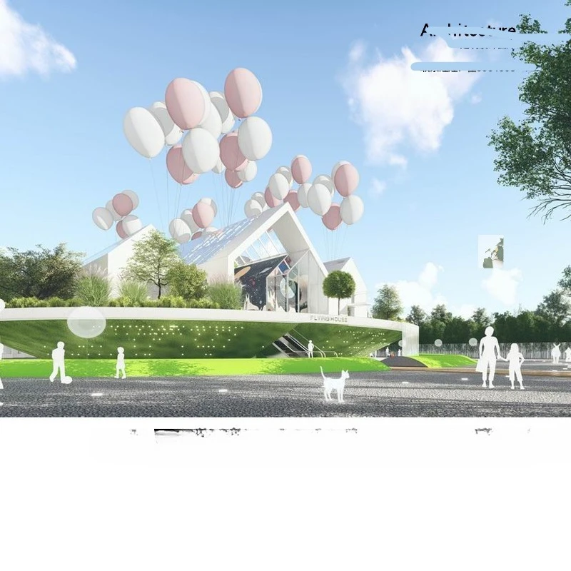 City parks, tourist attractions Modern hut slope roof flying house Building Internet celebrity clock in scenic spots Equipment