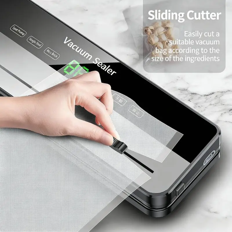 

Automatic Food Plastic Sealing Machine Mini Vacuum Packer with Cutter for Home Kitchen & Commercial Storage