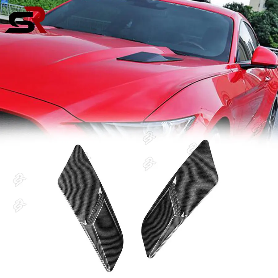 For Ford Mustang GT GT500 Carbon Fiber vent cover Engine Hood Air Outlet Trim Splitter Panel upgrade body kit 2015-2017