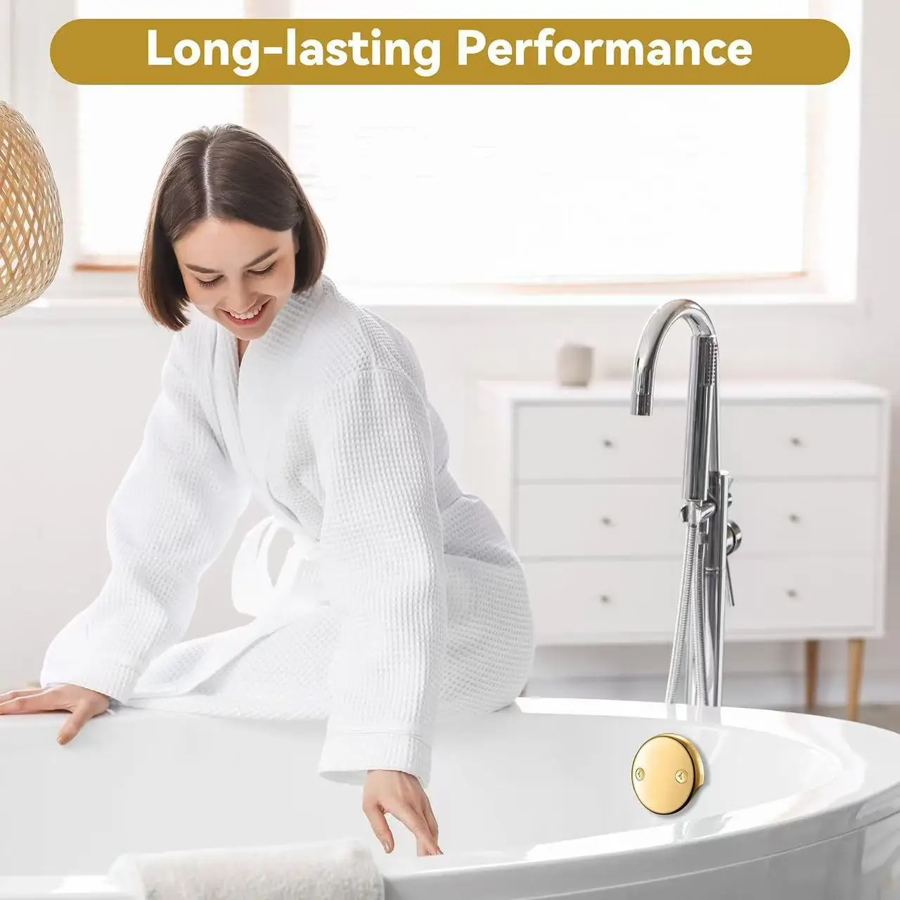 1 set Double Hole Overflow Panel for Bathtub, Sturdy Metal Material, Leakproof Seal, Fits Most Standard Models
