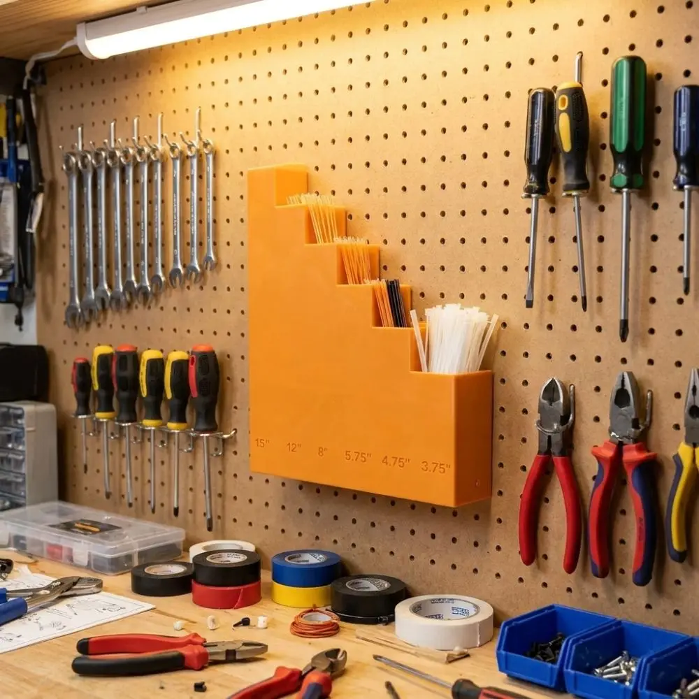 3D Printed Wall Mounted Tool Hanger Solid Integrated Forming Compact Wall Type Cable Tie Organizer Slim Outline
