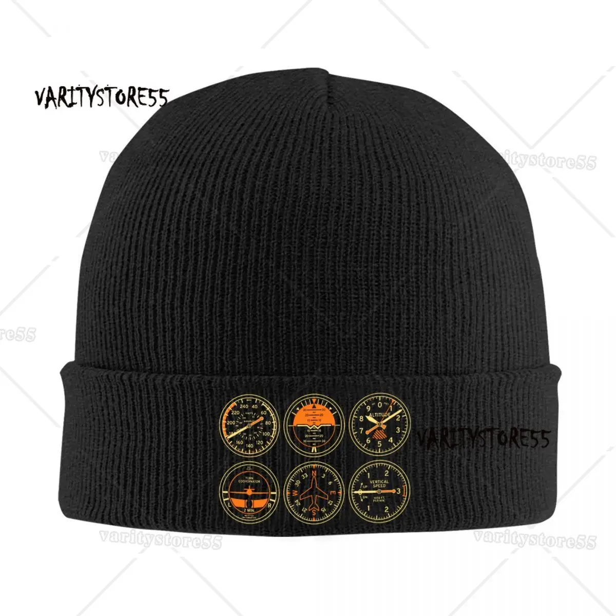 Custom Cockpit Six Dials Flight Simulator Pilot Bonnet Hat Cool Knit Hat Aviation Airplane Winter Warm Skullies Beanies Caps