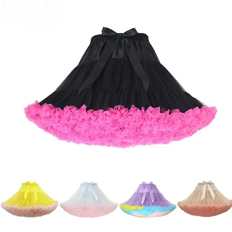 Colorful Women's Tutu Skirt Adult Tulle Ballet Dance Costume Fluffy Short Petticoat