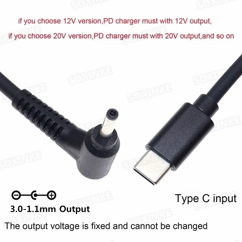 USB Type C PD to 9V 12V 15V 20V DC Power Adapter Cable Universal Charger Converter for Camera Router Mini Fan Speaker Tablet