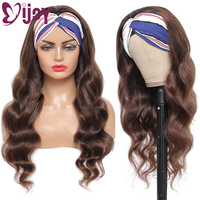 IJOY Headbands Wig Body Wave Brazilian Human Hair Wigs Medium Brown Full Machine Made Wig For Black Women Remy Human Hair Wig