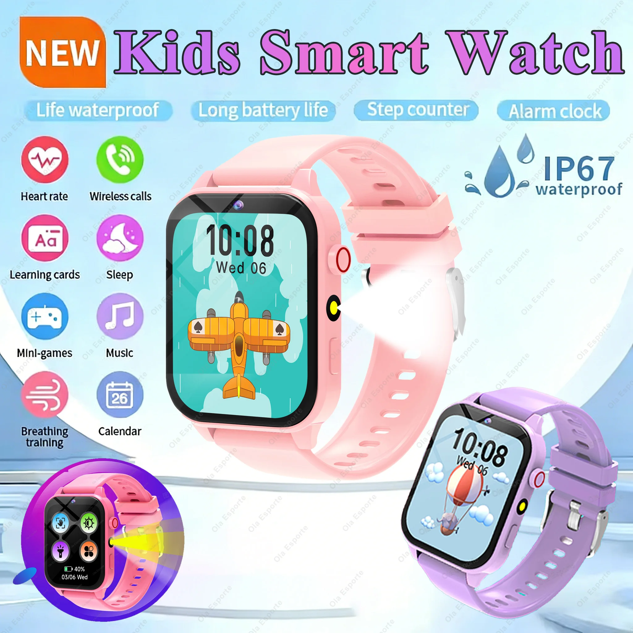 

Детские умные часы 2026: Новинка с мониторингом сна, LED-фонариком, будильником, камерой, шагомером. Идеальный подарок на день рождения.