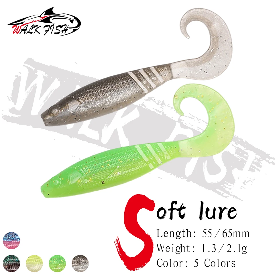 WALK FISH 15 Stück Angelköder Silikonköder 55 mm/65 mm weicher Köder künstlicher Bass Hecht Swimbait Shad Wobbler Angeln Jigging