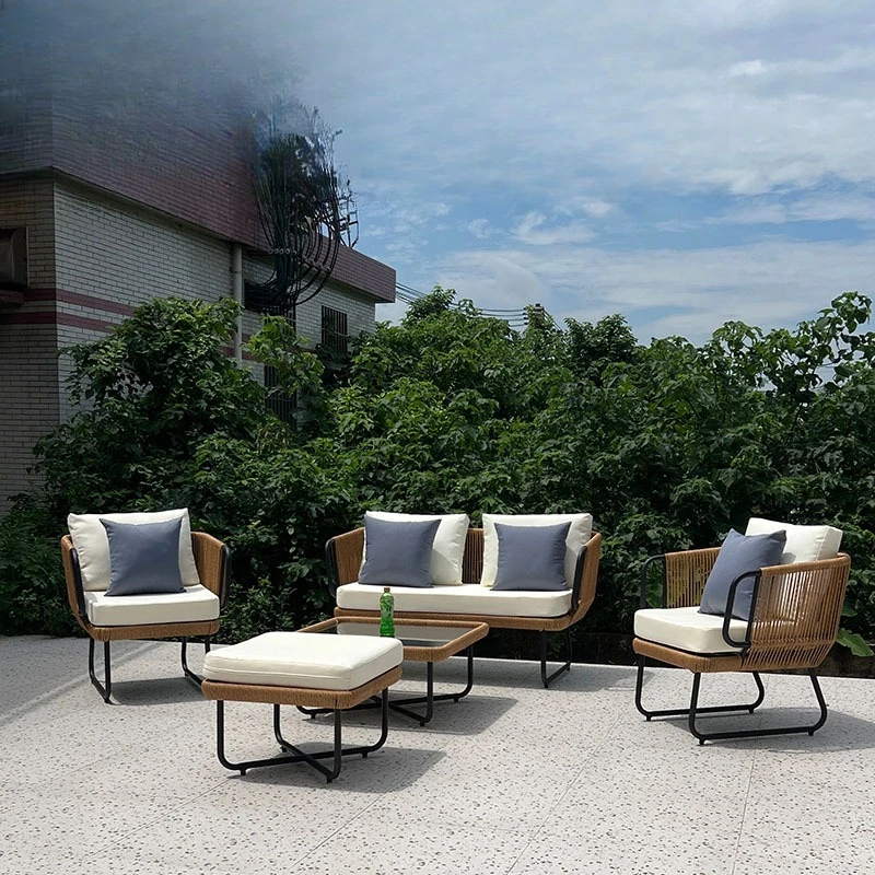 

Outdoor rattan sofa garden leisure balcony coffee table combination